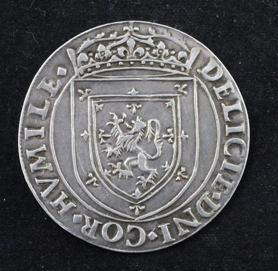 A rare Mary Queen of Scots silver pattern testoon or counter, c.1553,